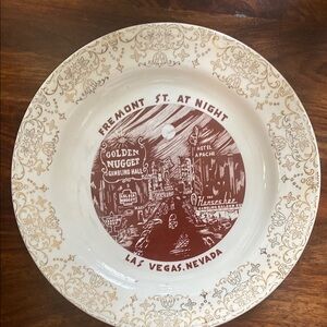 Vintage Fremont St. At Night Decorative Plate